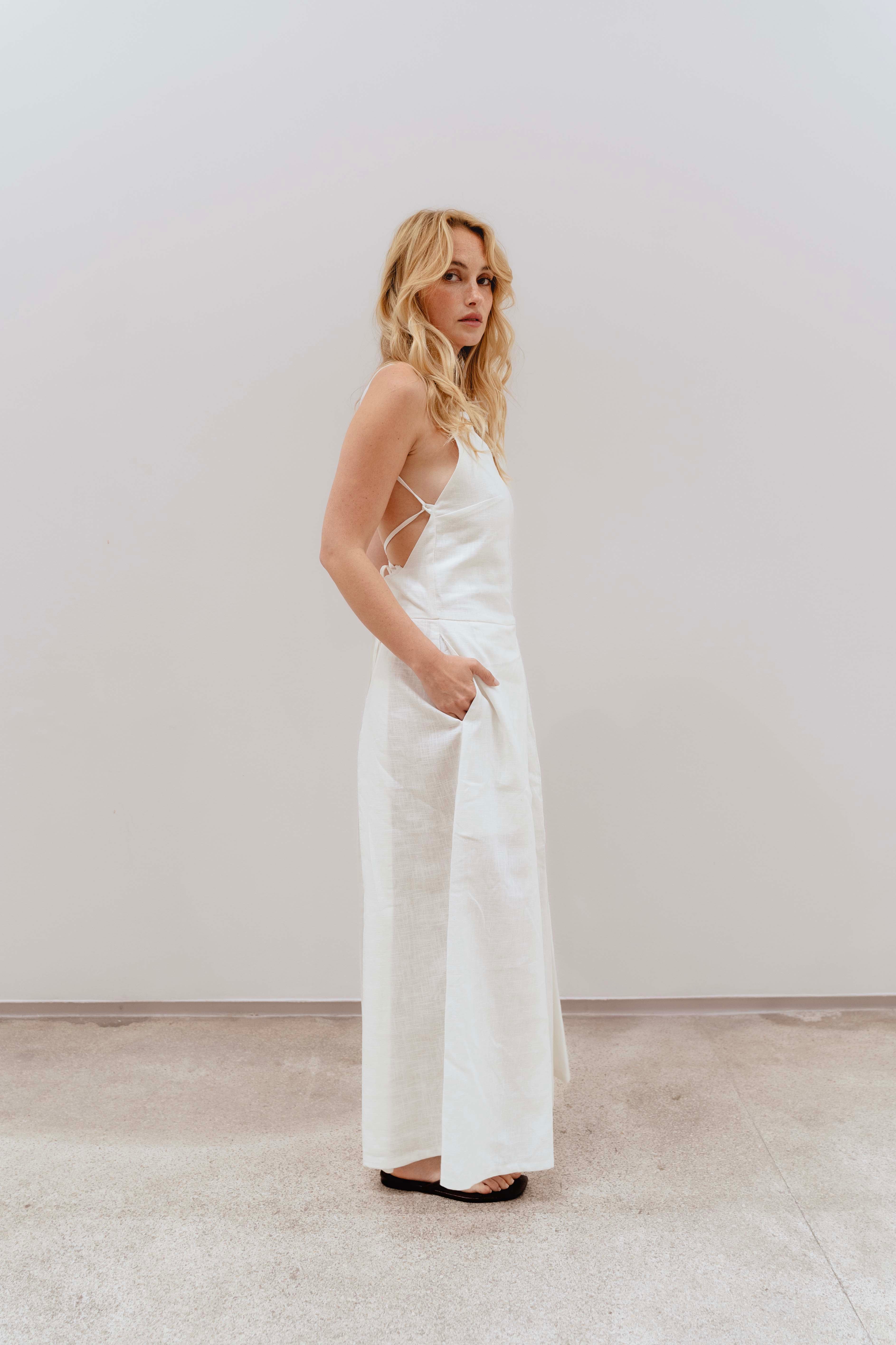 AURORA WHITE MIDI DRESS