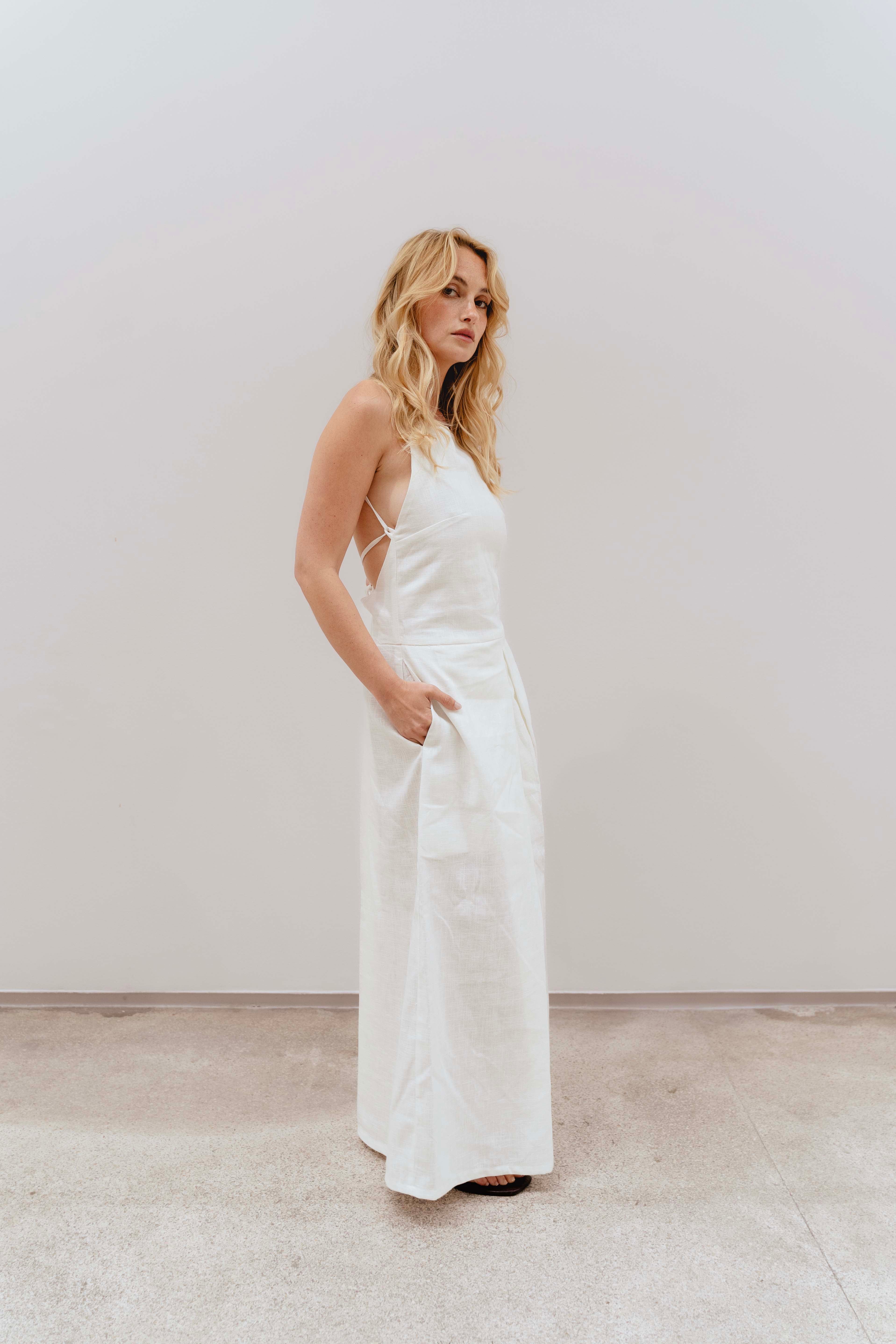 AURORA WHITE MIDI DRESS